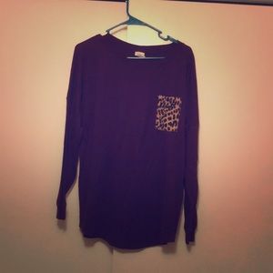 Victoria Secret Pocket Tee- Maroon w/ design